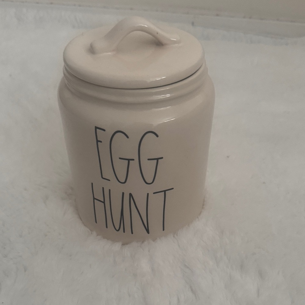 Rae Dunn Cream Ceramic Canister with Black Lettering